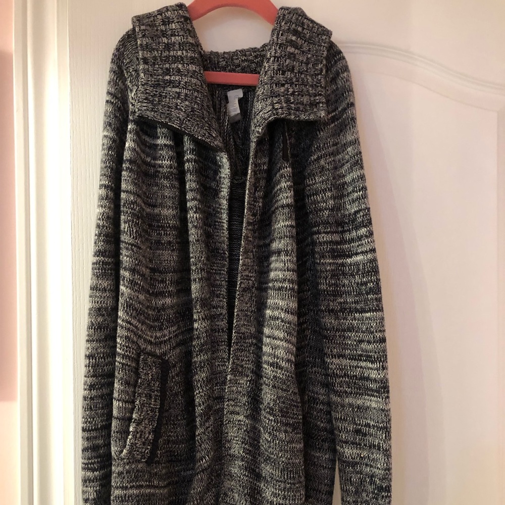 Ivivva Salt & Pepper Partial Zip & Button Sweater